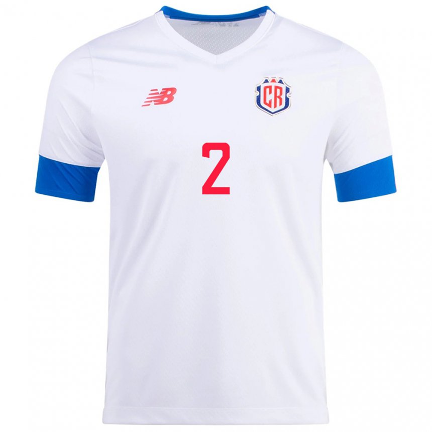 Herren Costa-ricanische Daniel Chacon #2 Weiß Auswärtstrikot Trikot 22-24 T-shirt Belgien