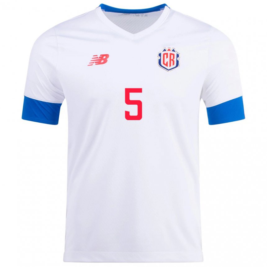 Herren Costa-ricanische Celso Borges #5 Weiß Auswärtstrikot Trikot 22-24 T-shirt Belgien