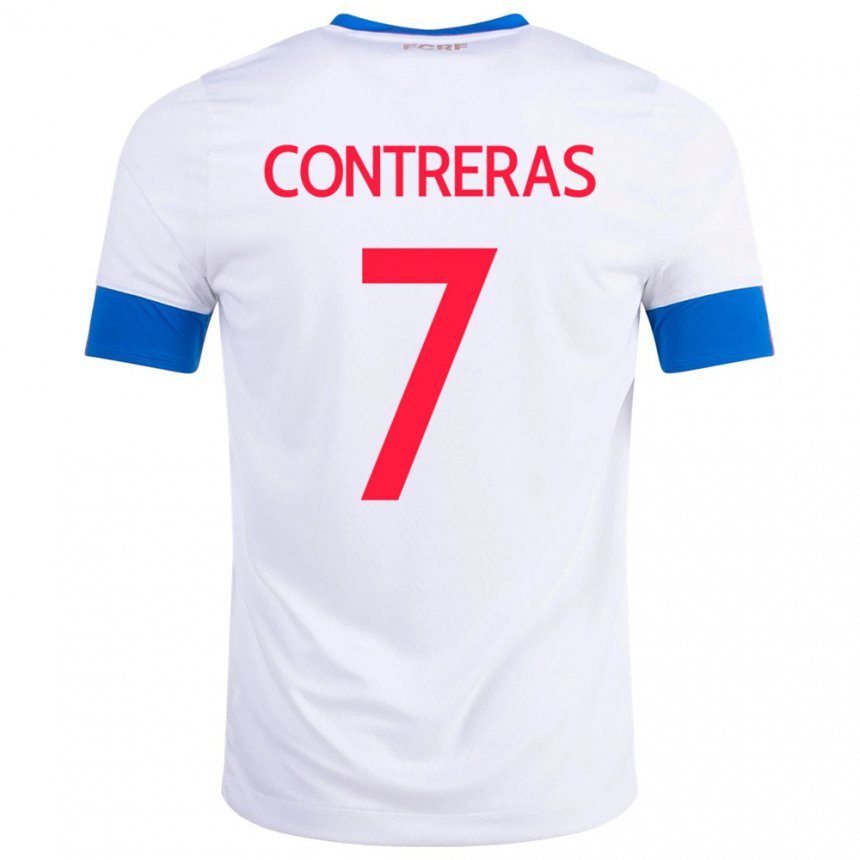 Herren Costa-ricanische Anthony Contreras #7 Weiß Auswärtstrikot Trikot 22-24 T-shirt Belgien
