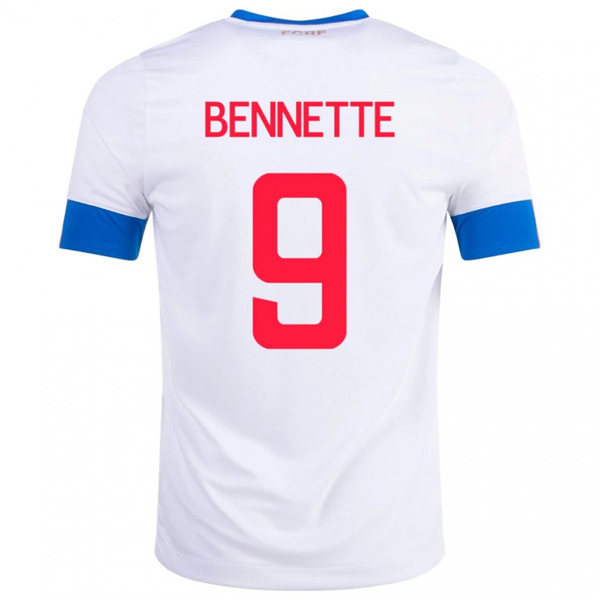 Herren Costa-ricanische Jewison Bennette #9 Weiß Auswärtstrikot Trikot 22-24 T-shirt Belgien