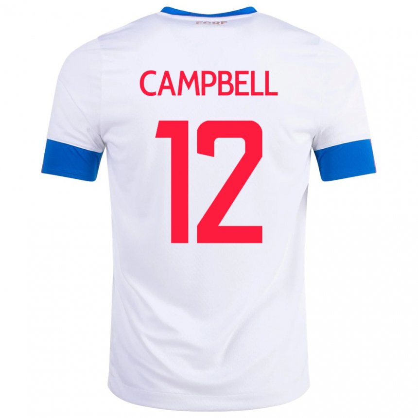 Homme Maillot Costa Rica Joel Campbell #12 Blanc Tenues Extérieur 22-24 T-shirt Belgique