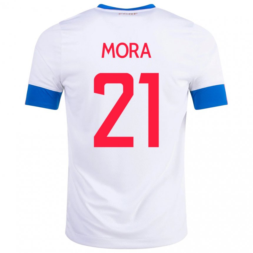 Herren Costa-ricanische Carlos Mora #21 Weiß Auswärtstrikot Trikot 22-24 T-shirt Belgien
