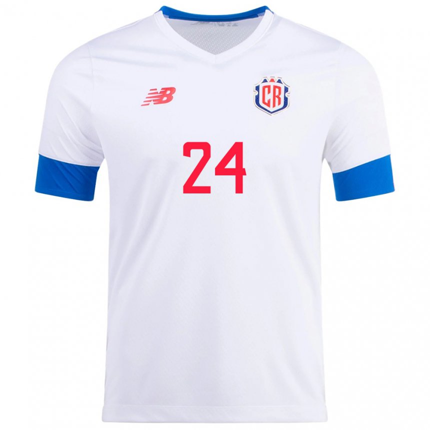 Herren Costa-ricanische Douglas Lopez #24 Weiß Auswärtstrikot Trikot 22-24 T-shirt Belgien