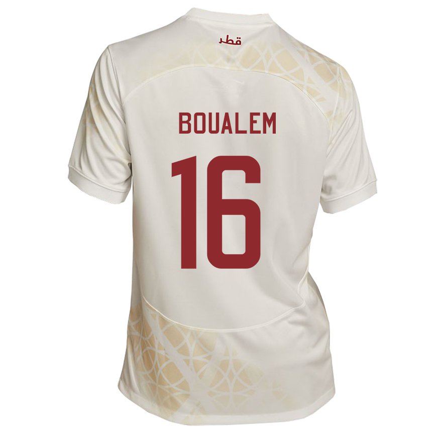 Heren Qatarees Boualem Khoukhi #16 Goud Beige Uitshirt Uittenue 22-24 T-shirt België