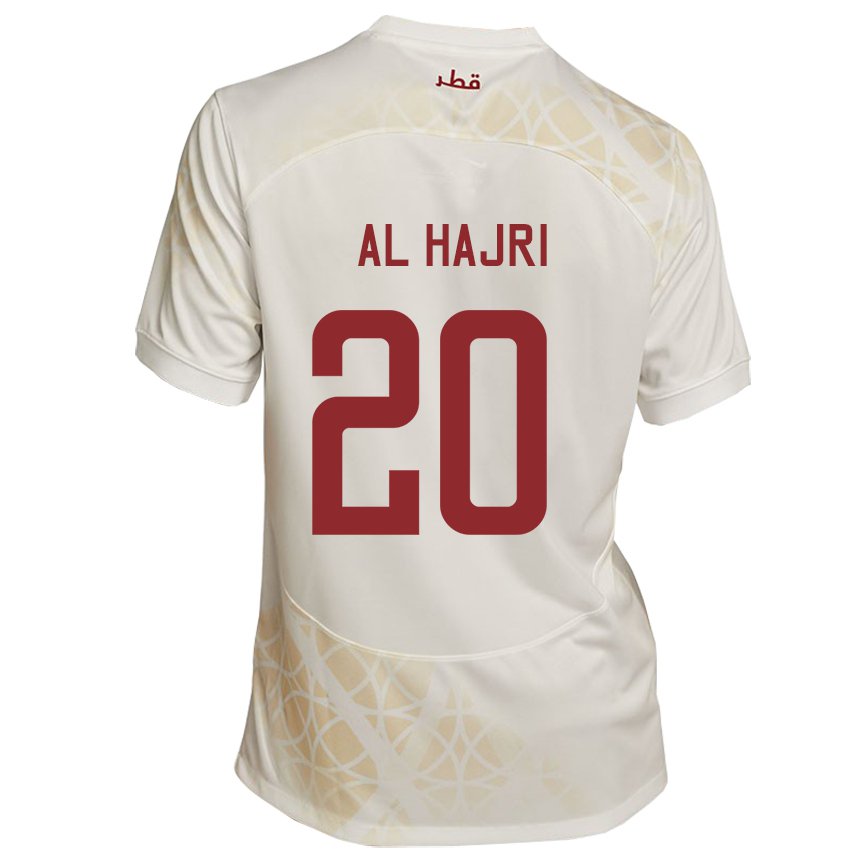 Herren Katarische Salem Al Hajri #20 Goldbeige Auswärtstrikot Trikot 22-24 T-shirt Belgien