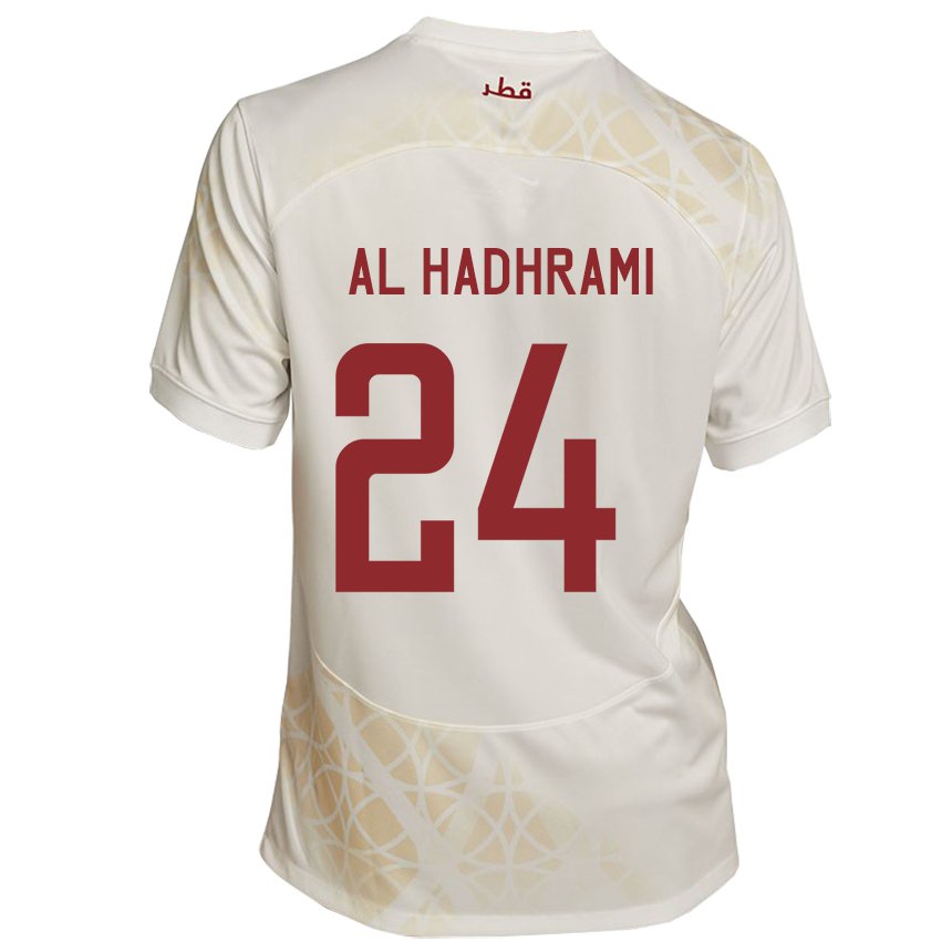 Homme Maillot Qatar Naif Abdulraheem Al Hadhrami #24 Beige Doré Tenues Extérieur 22-24 T-shirt Belgique