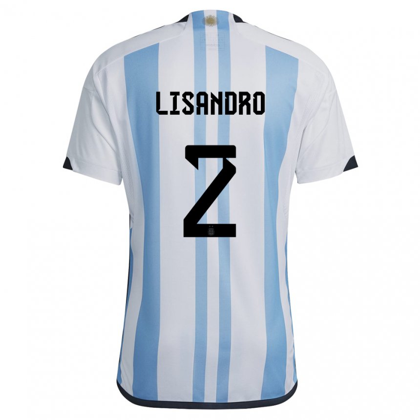 Damen Argentinische Lisandro Martinez #2 Weiß Himmelblau Heimtrikot Trikot 22-24 T-shirt Belgien
