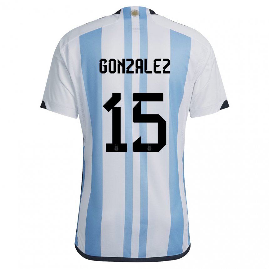 Damen Argentinische Nicolas Gonzalez #15 Weiß Himmelblau Heimtrikot Trikot 22-24 T-shirt Belgien