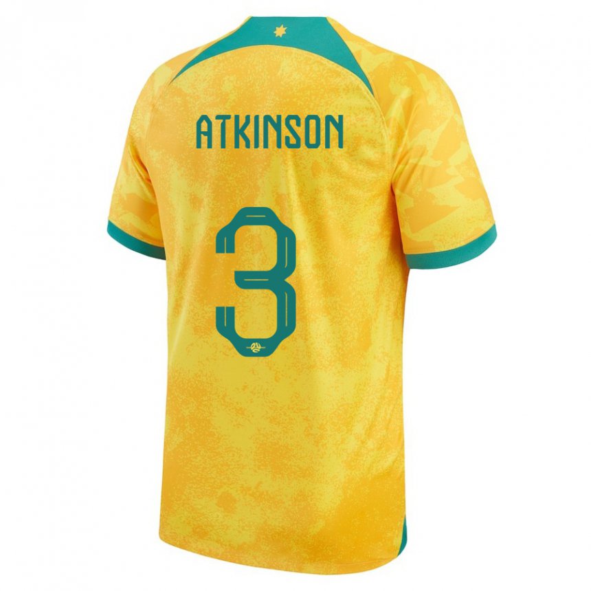 Damen Australische Nathaniel Atkinson #3 Gold Heimtrikot Trikot 22-24 T-shirt Belgien