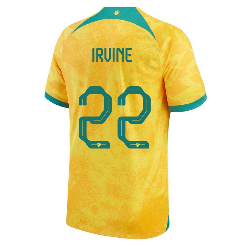 Damen Australische Jackson Irvine #22 Gold Heimtrikot Trikot 22-24 T-shirt Belgien