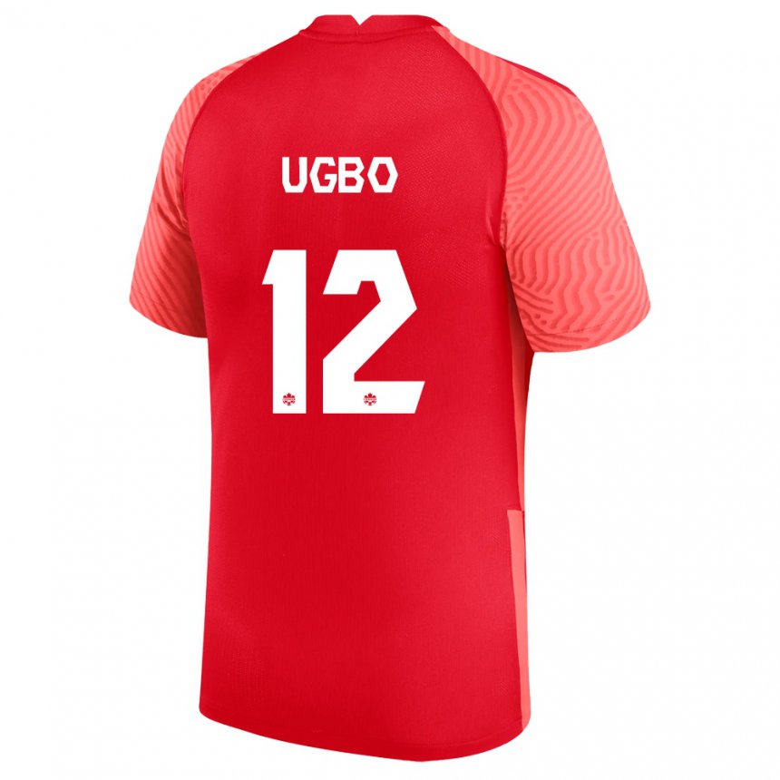 Damen Kanadische Ike Ugbo #12 Rot Heimtrikot Trikot 22-24 T-shirt Belgien