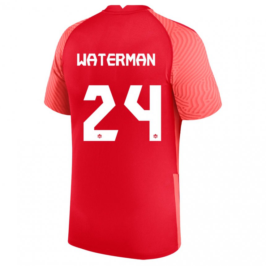 Damen Kanadische Joel Waterman #24 Rot Heimtrikot Trikot 22-24 T-shirt Belgien