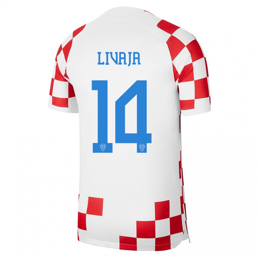 Damen Kroatische Marko Livaja #14 Rot-weiss Heimtrikot Trikot 22-24 T-shirt Belgien