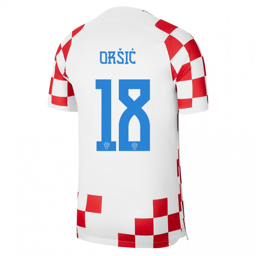 Damen Kroatische Mislav Orsic #18 Rot-weiss Heimtrikot Trikot 22-24 T-shirt Belgien