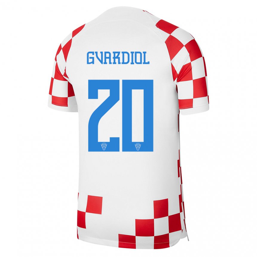Damen Kroatische Josko Gvardiol #20 Rot-weiss Heimtrikot Trikot 22-24 T-shirt Belgien