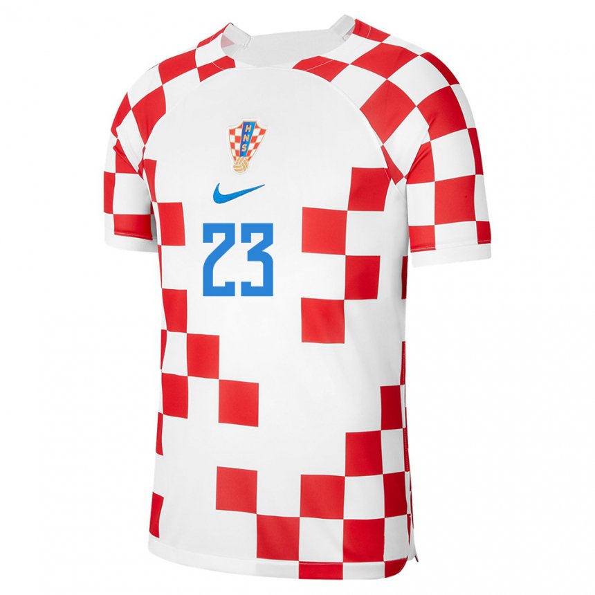 Damen Kroatische Ivica Ivusic #23 Rot-weiss Heimtrikot Trikot 22-24 T-shirt Belgien