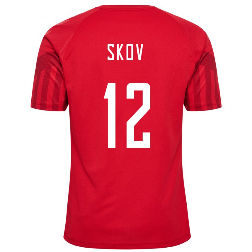 Damen Dänische Robert Skov #12 Rot Heimtrikot Trikot 22-24 T-shirt Belgien