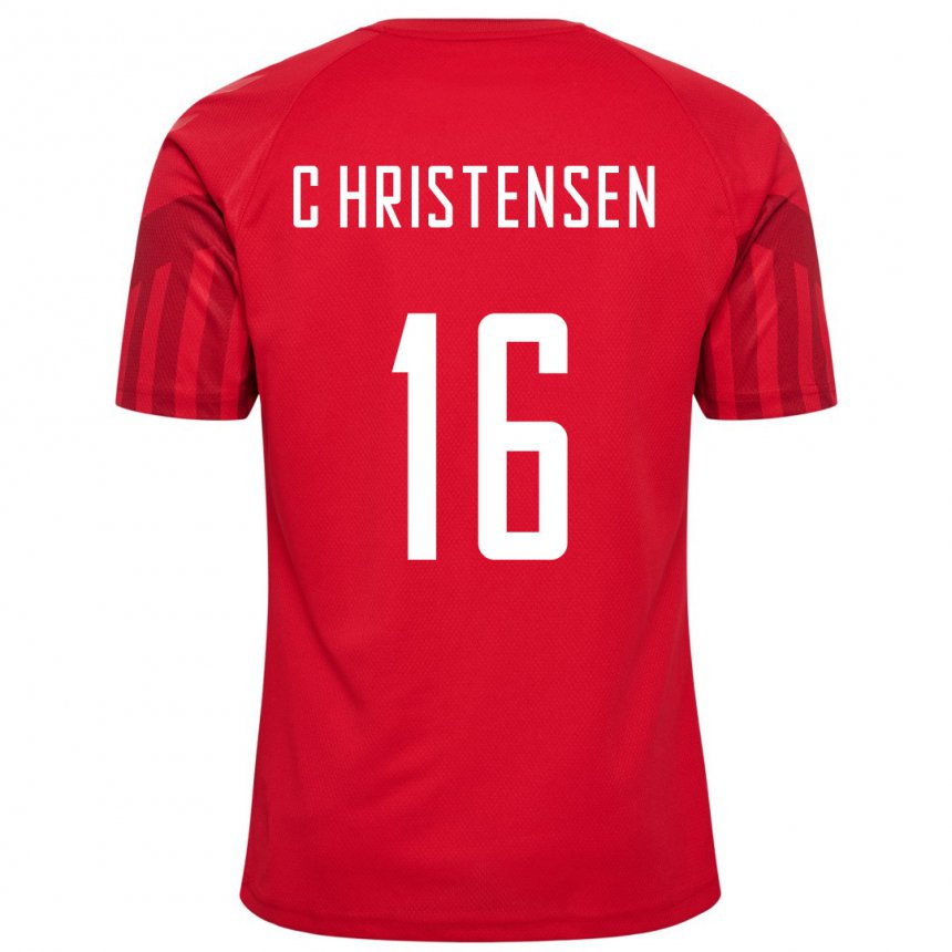 Damen Dänische Oliver Christensen #16 Rot Heimtrikot Trikot 22-24 T-shirt Belgien