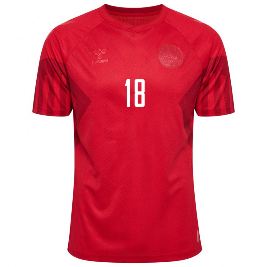 Damen Dänische Daniel Wass #18 Rot Heimtrikot Trikot 22-24 T-shirt Belgien