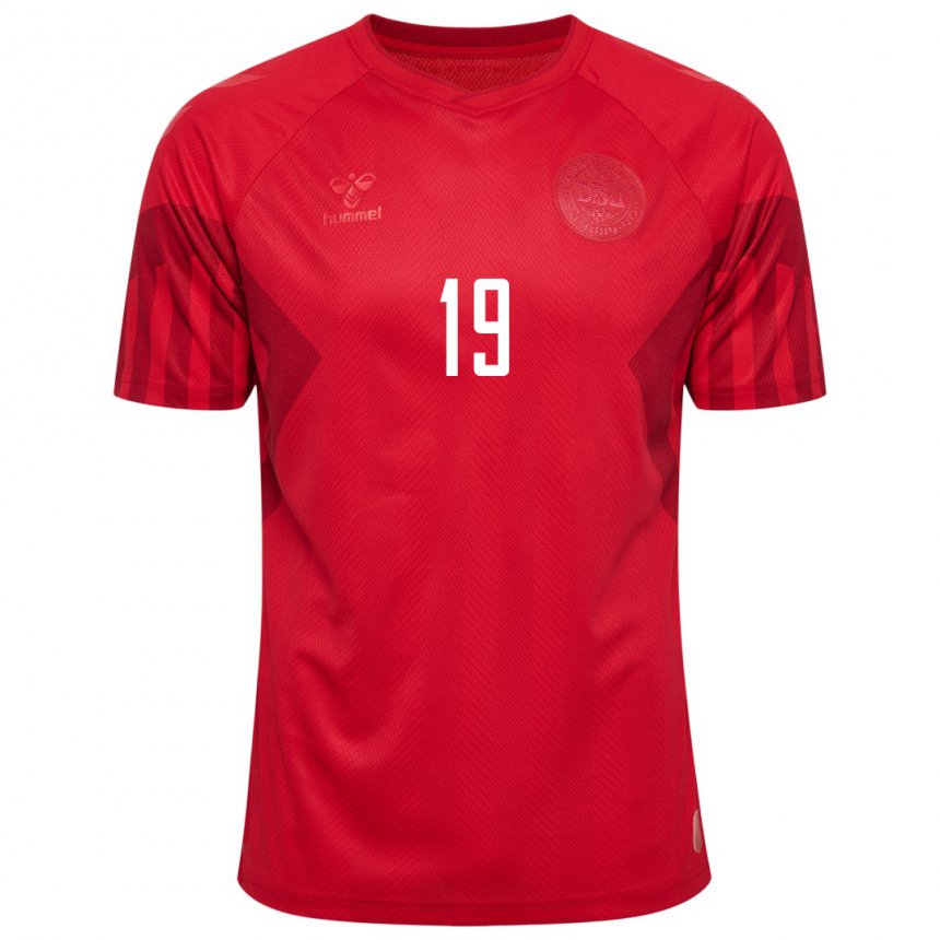 Damen Dänische Jesper Lindstrom #19 Rot Heimtrikot Trikot 22-24 T-shirt Belgien
