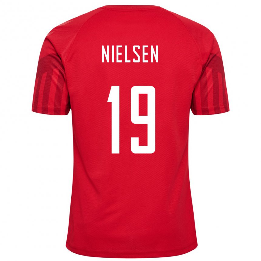 Damen Dänische Casper Nielsen #19 Rot Heimtrikot Trikot 22-24 T-shirt Belgien