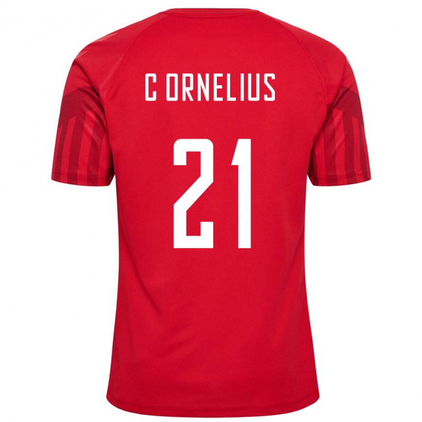 Damen Dänische Andreas Cornelius #21 Rot Heimtrikot Trikot 22-24 T-shirt Belgien