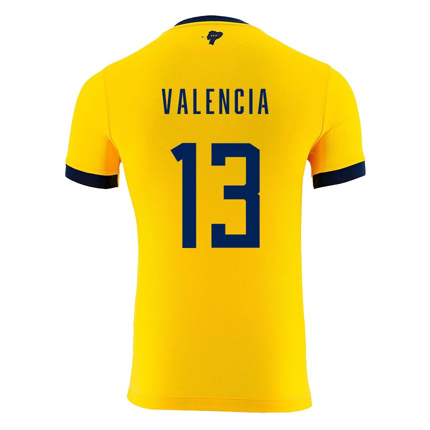 Damen Ecuadorianische Enner Valencia #13 Gelb Heimtrikot Trikot 22-24 T-shirt Belgien
