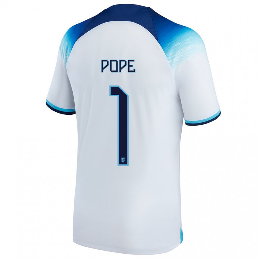 Femme Maillot Angleterre Nick Pope #1 Blanc Bleu Tenues Domicile 22-24 T-shirt Belgique