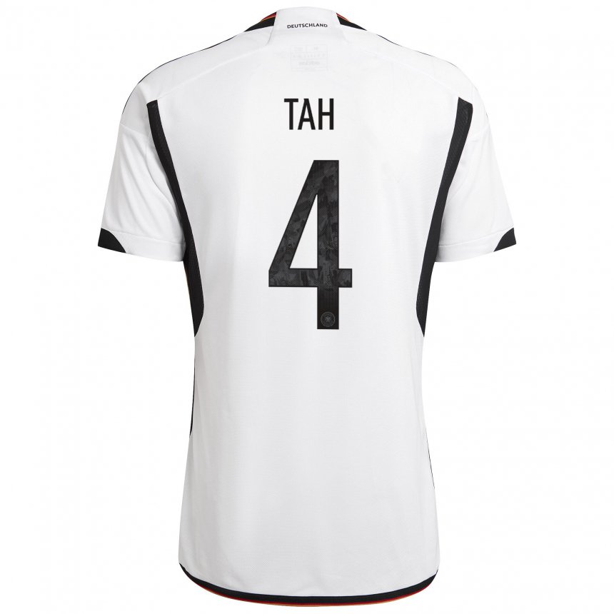 Femme Maillot Allemagne Jonathan Tah #4 Blanc Noir Tenues Domicile 22-24 T-shirt Belgique