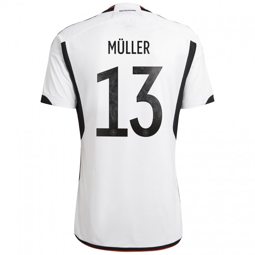 Damen Deutsche Thomas Muller #13 Weiß Schwarz Heimtrikot Trikot 22-24 T-shirt Belgien