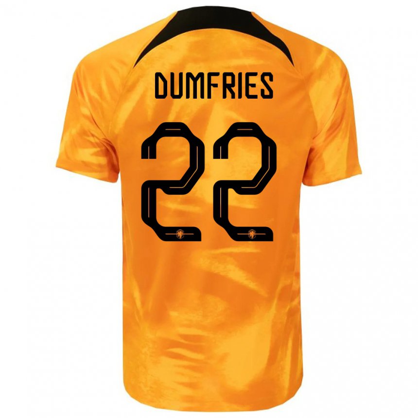 Damen Niederländische Denzel Dumfries #22 Laser-orange Heimtrikot Trikot 22-24 T-shirt Belgien