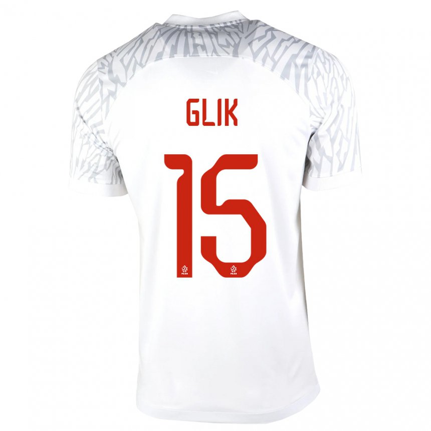 Femme Maillot Pologne Kamil Glik #15 Blanc Tenues Domicile 22-24 T-shirt Belgique