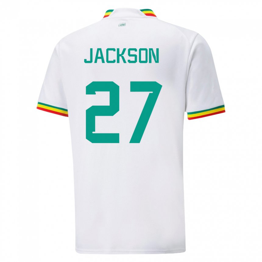 Femme Maillot Sénégal Nicolas Jackson #27 Blanc Tenues Domicile 22-24 T-shirt Belgique