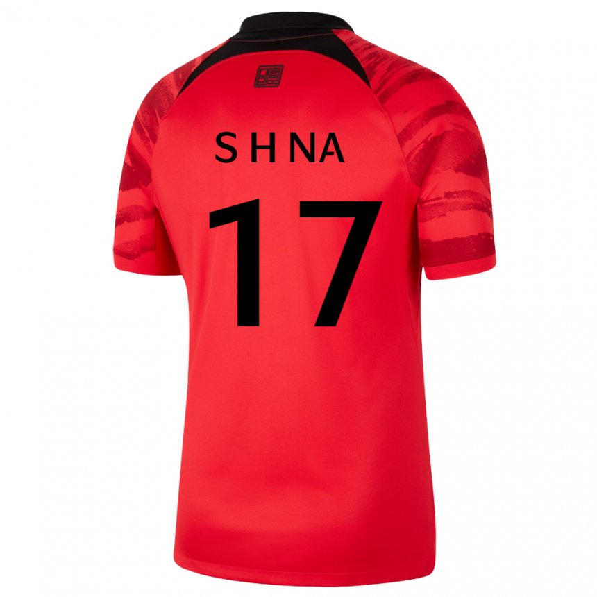 Damen Südkoreanische Sang-ho Na #17 Rot Schwarz Heimtrikot Trikot 22-24 T-shirt Belgien