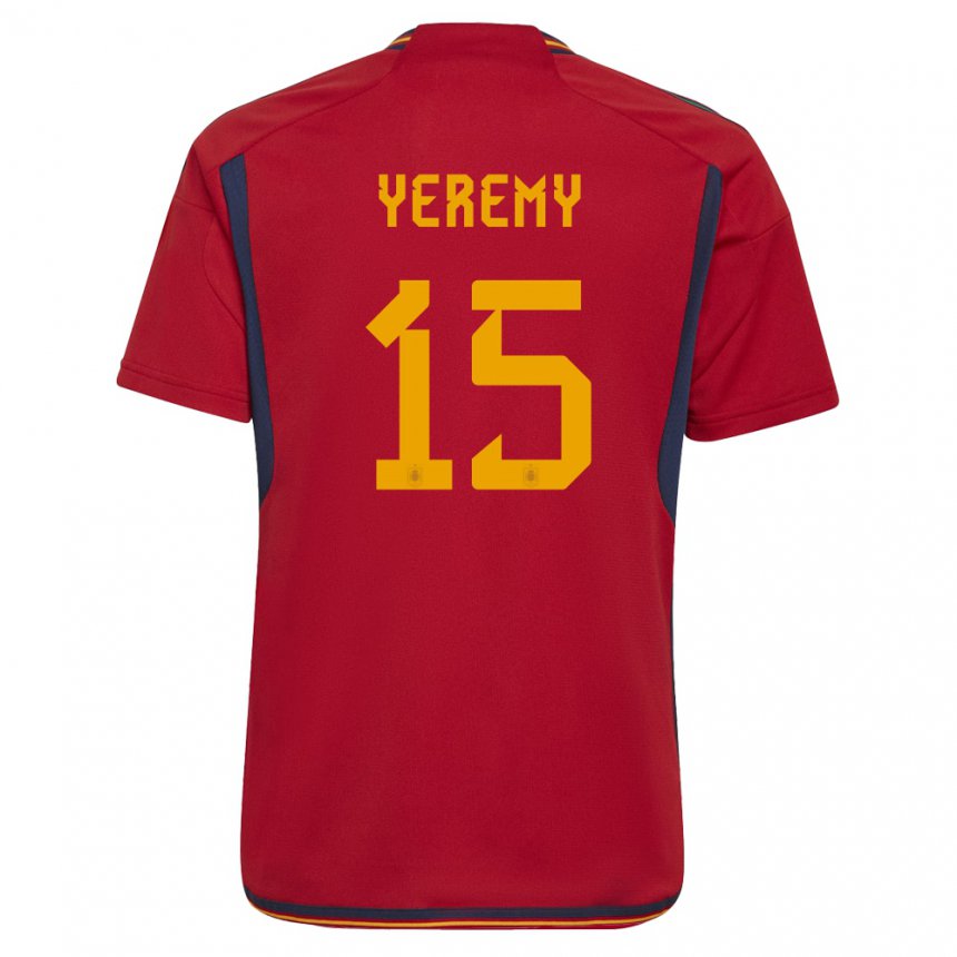 Femme Maillot Espagne Yeremy Pino #15 Rouge Tenues Domicile 22-24 T-shirt Belgique
