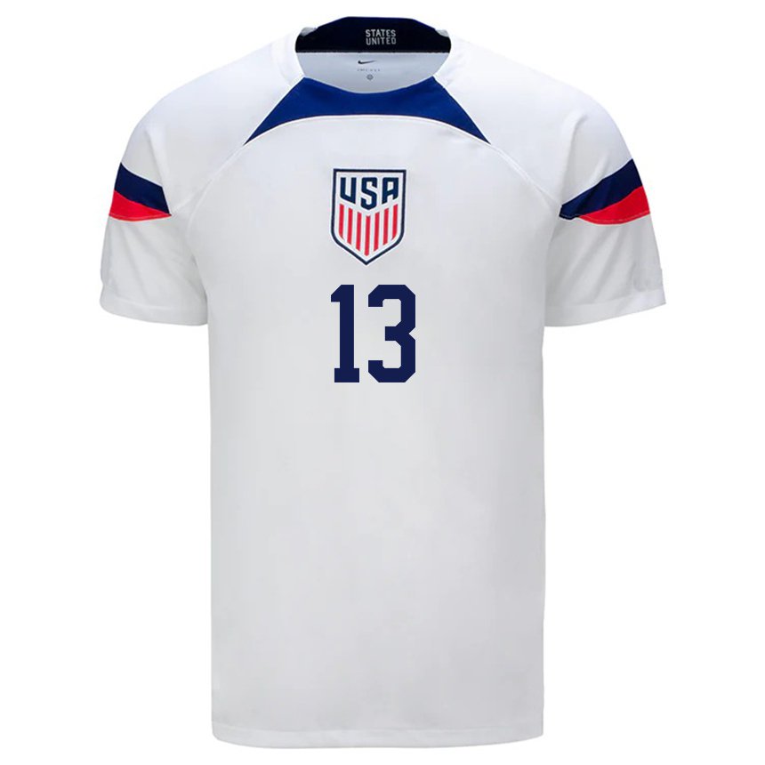 Damen Us-amerikanische Jordan Morris #13 Weiß Heimtrikot Trikot 22-24 T-shirt Belgien
