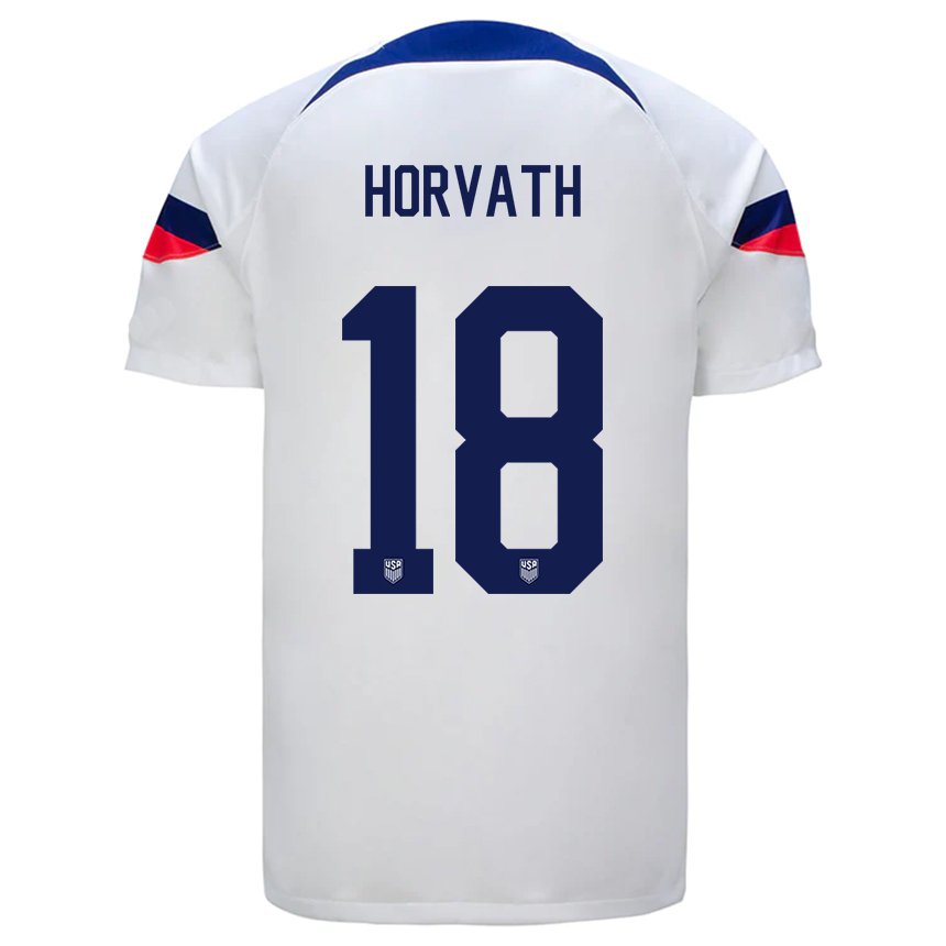 Femme Maillot États-unis Ethan Horvath #18 Blanc Tenues Domicile 22-24 T-shirt Belgique