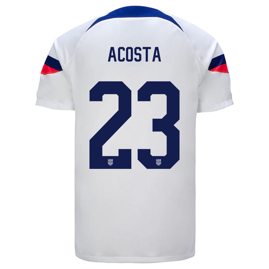 Damen Us-amerikanische Kellyn Acosta #23 Weiß Heimtrikot Trikot 22-24 T-shirt Belgien