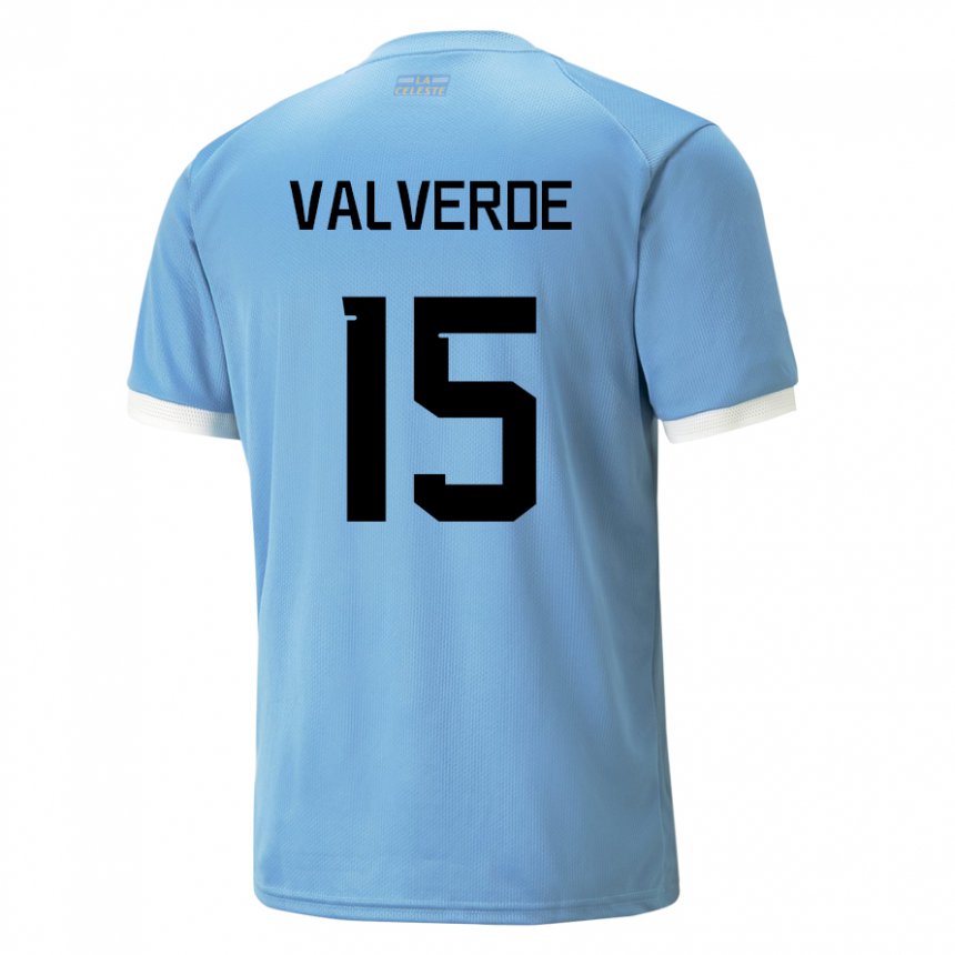 Damen Uruguayische Federico Valverde #15 Blau Heimtrikot Trikot 22-24 T-shirt Belgien