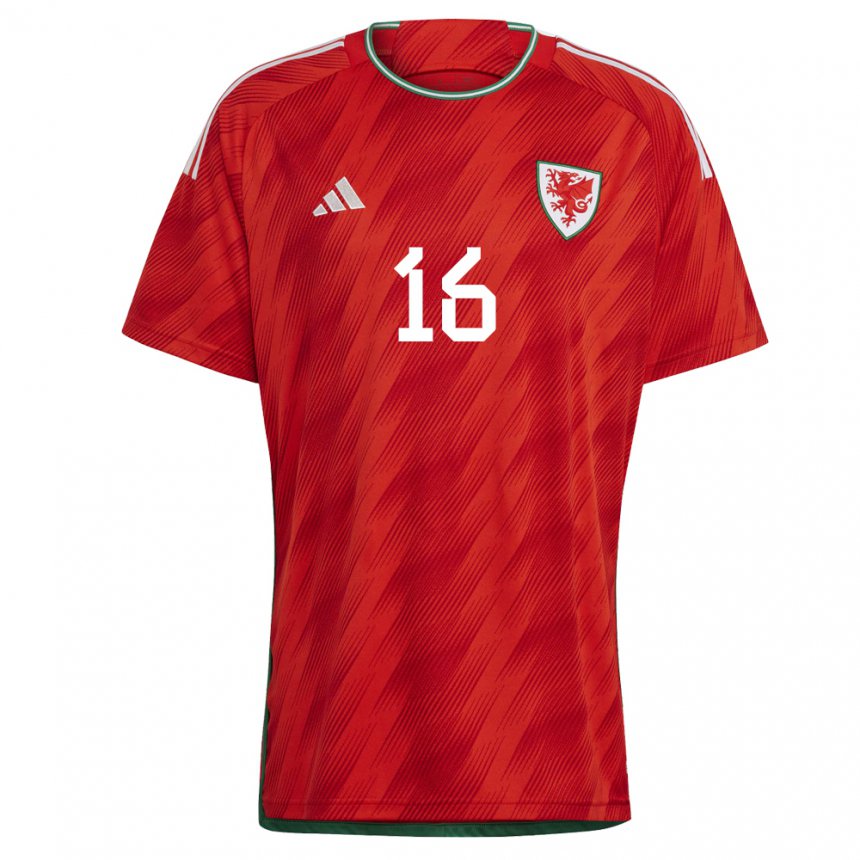 Damen Walisische Joe Morrell #16 Rot Heimtrikot Trikot 22-24 T-shirt Belgien