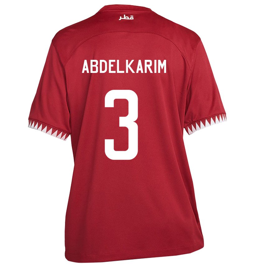 Dames Qatarees Abdelkarim Hassan #3 Kastanjebruin Thuisshirt Thuistenue 22-24 T-shirt België