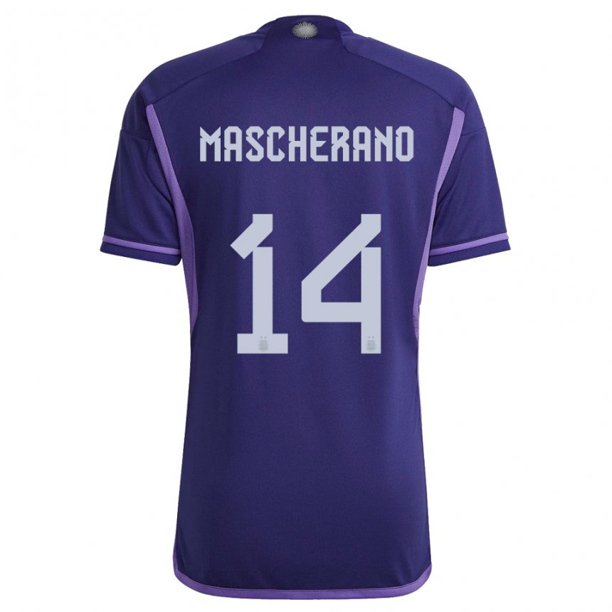 Damen Argentinische Javier Mascherano #14 Violett Auswärtstrikot Trikot 22-24 T-shirt Belgien