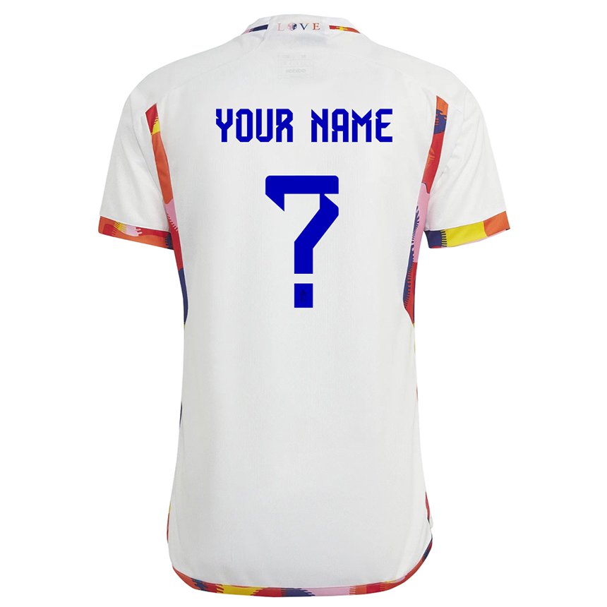 Damen Belgische Ihren Namen #0 Weiß Auswärtstrikot Trikot 22-24 T-shirt Belgien