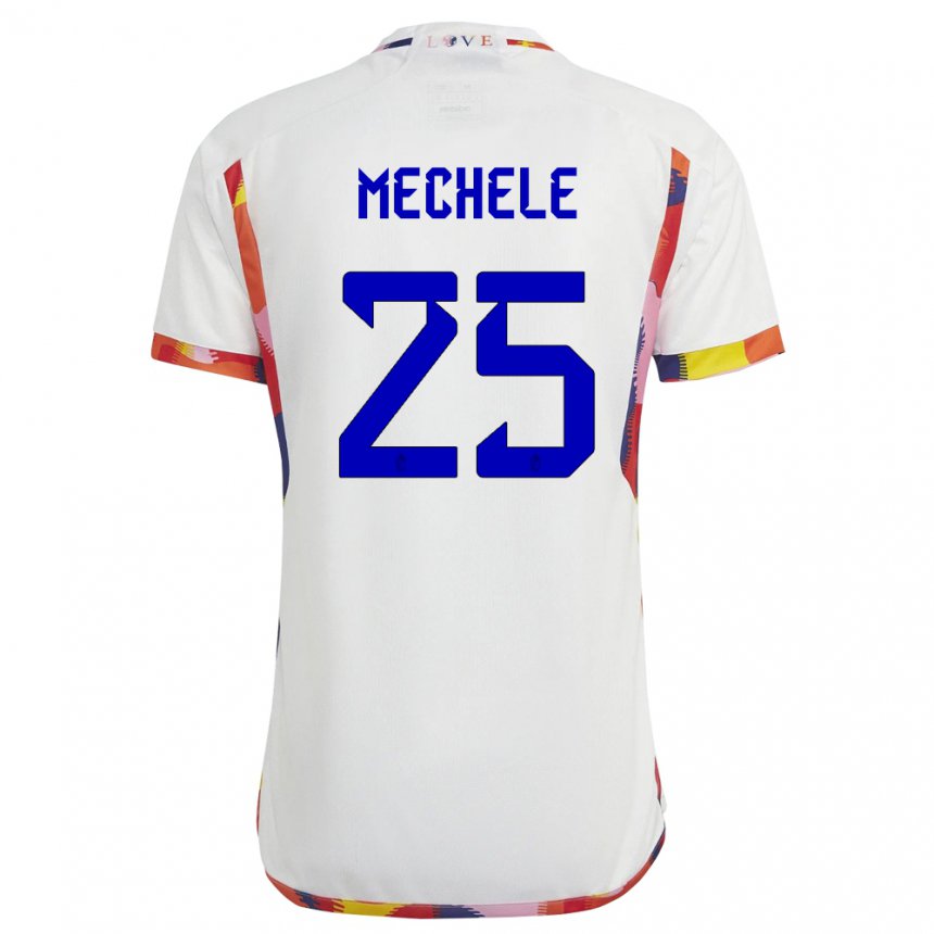 Damen Belgische Brandon Mechele #25 Weiß Auswärtstrikot Trikot 22-24 T-shirt Belgien