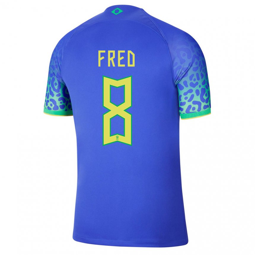 Damen Brasilianische Fred #8 Blau Auswärtstrikot Trikot 22-24 T-shirt Belgien