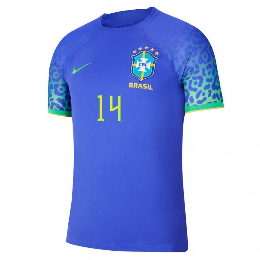 Damen Brasilianische Eder Militao #14 Blau Auswärtstrikot Trikot 22-24 T-shirt Belgien
