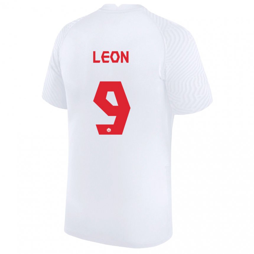 Damen Kanadische Adriana Leon #9 Weiß Auswärtstrikot Trikot 22-24 T-shirt Belgien