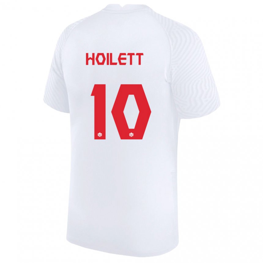 Femme Maillot Canada David Junior Hoilett #10 Blanc Tenues Extérieur 22-24 T-shirt Belgique