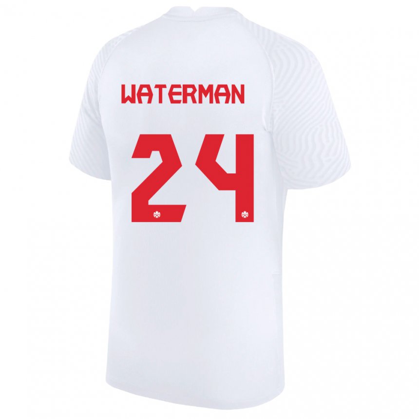 Femme Maillot Canada Joel Waterman #24 Blanc Tenues Extérieur 22-24 T-shirt Belgique