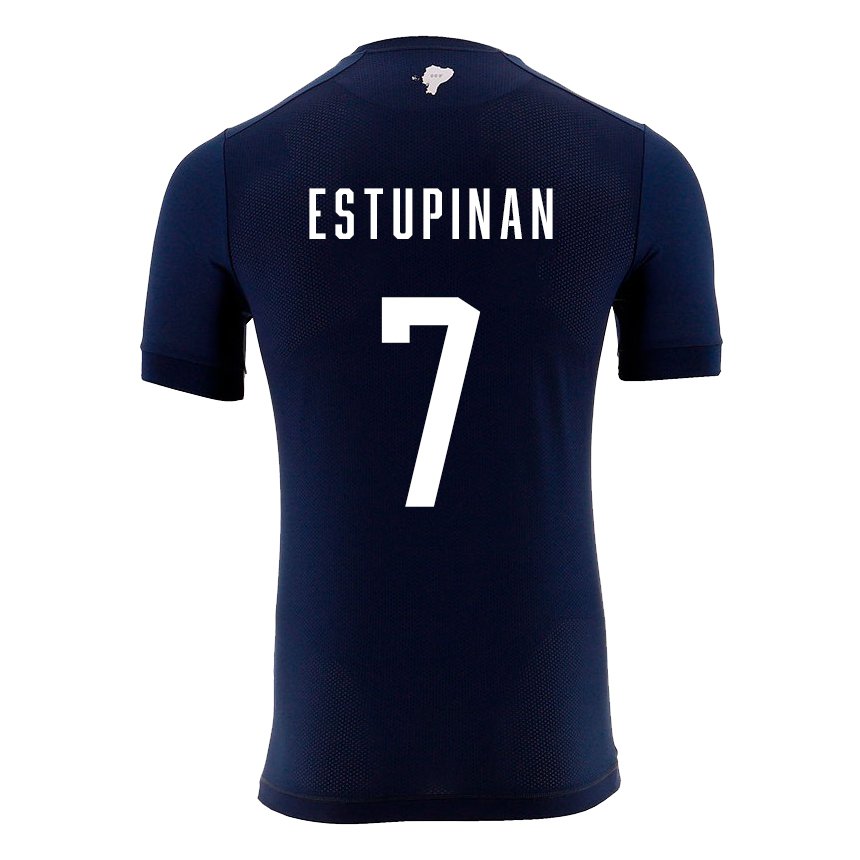Femme Maillot Équateur Pervis Estupinan #7 Bleu Marine Tenues Extérieur 22-24 T-shirt Belgique